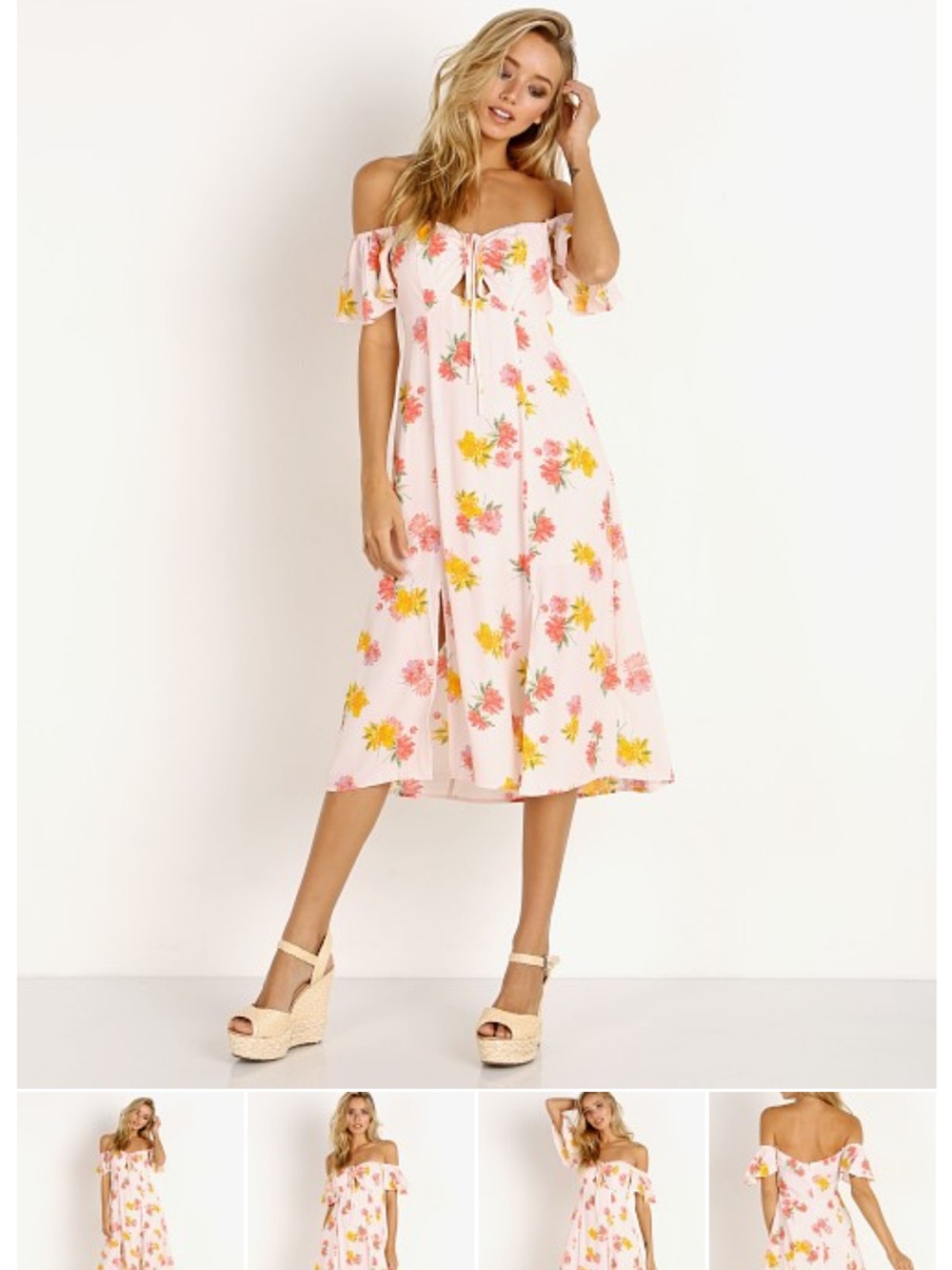 Astr the Label Blush Pink Floral Midi Dress